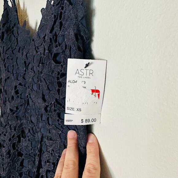 NWT Astr the Label ALine Lace Adjustable Strap Midi Dress Black Purple Size XS - Picture 5 of 12